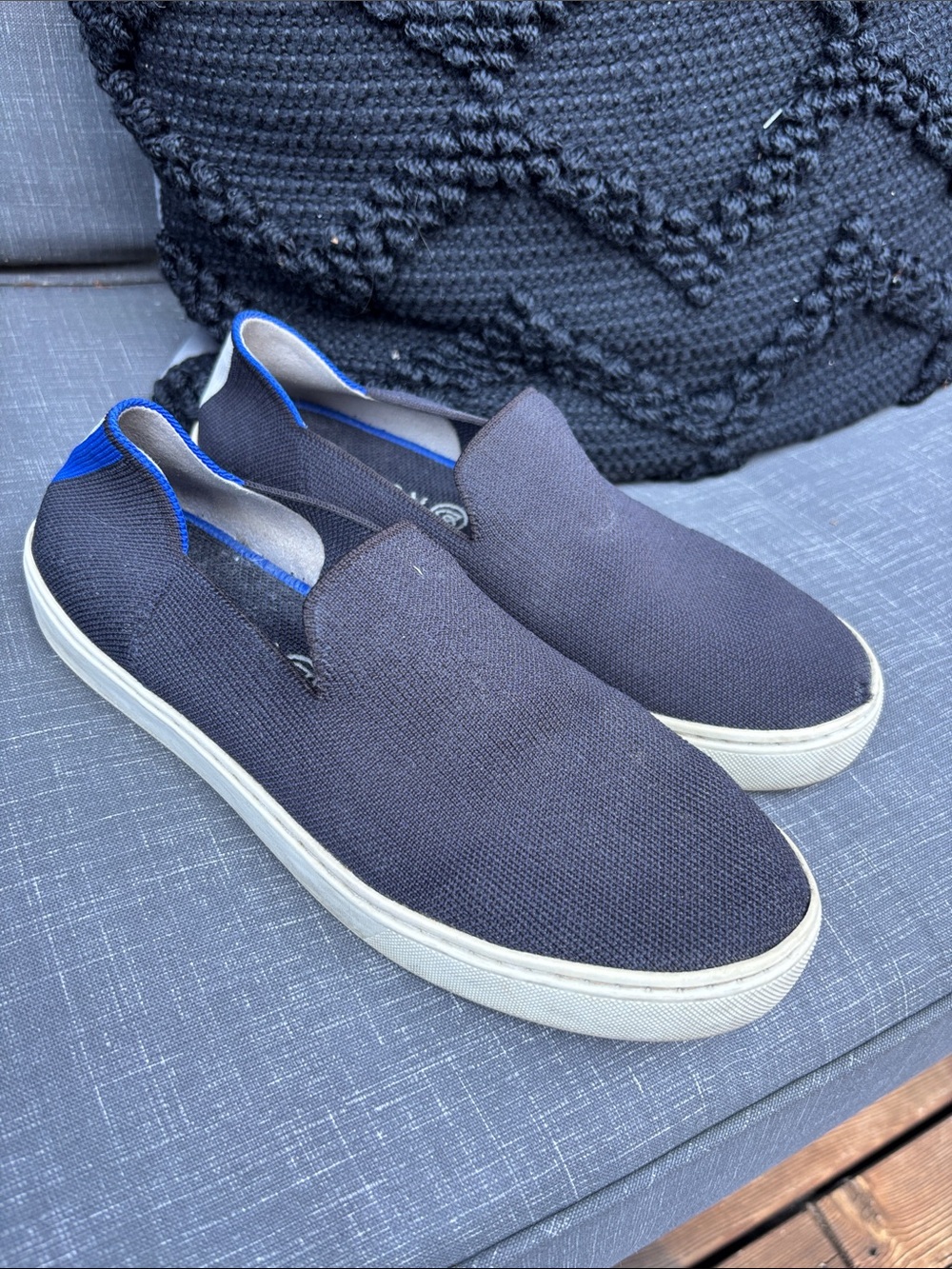 Rothy's Navy Blue Slip-On Flats with White Sole